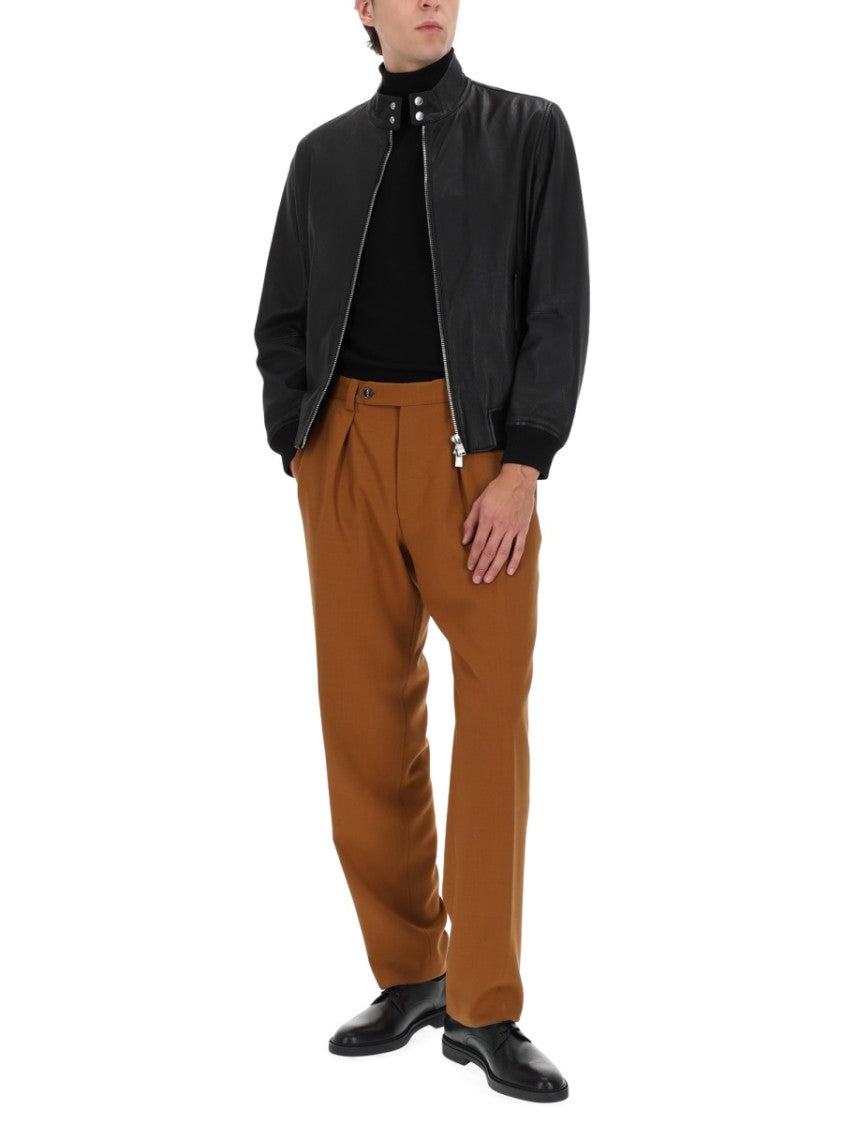 Boss Black Leather H-Moiner Bomber Jacket