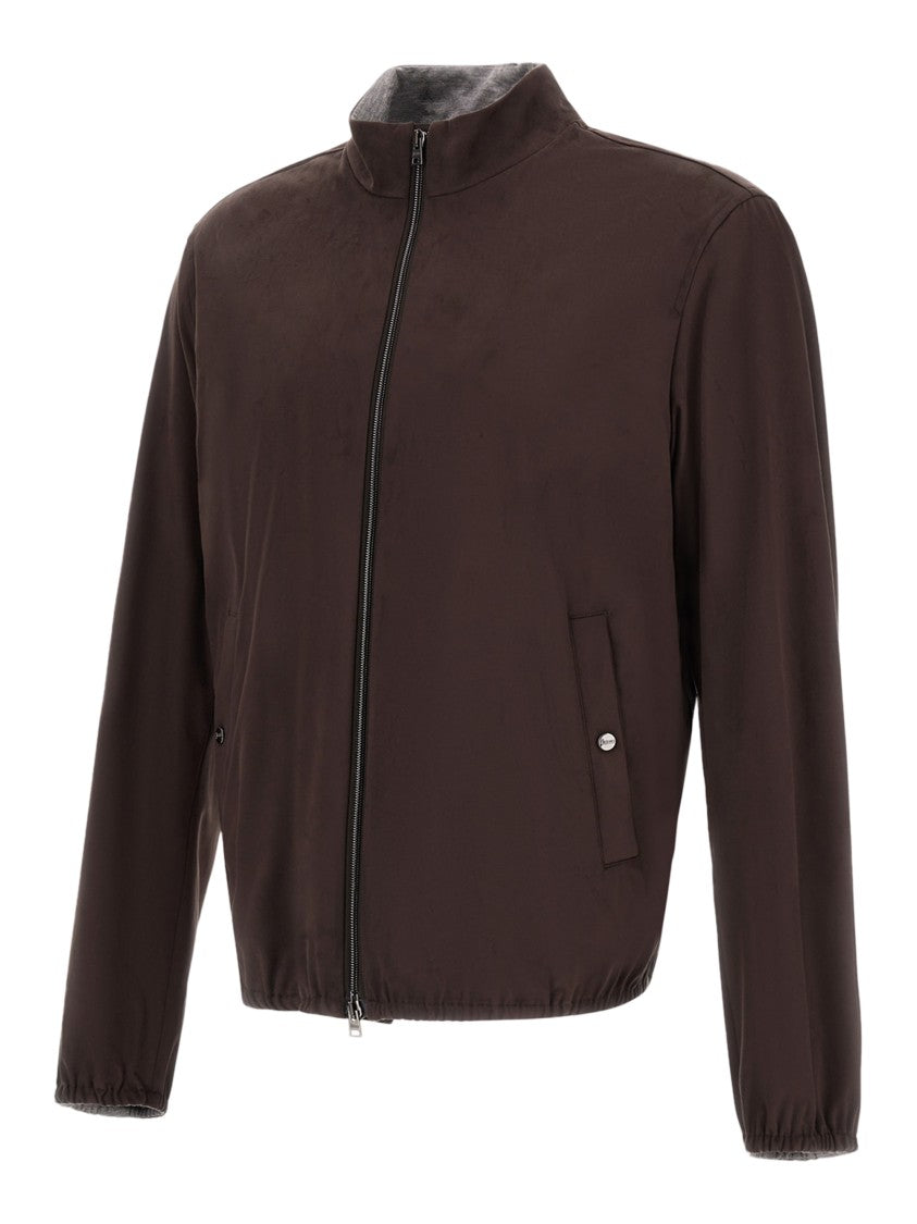 Herno Brown Matte Finish Jacket With High Collar