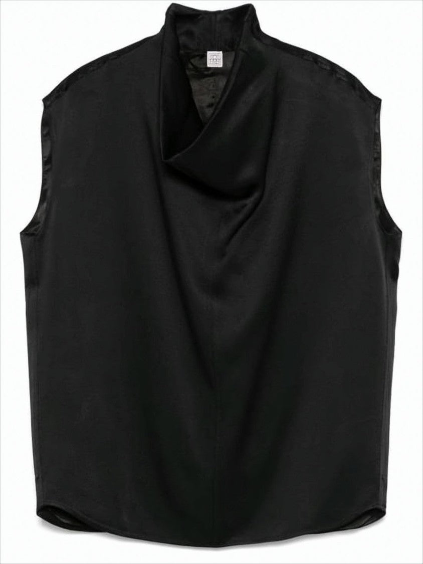 Totême Black Sleeveless Top With Boxy Silhouette