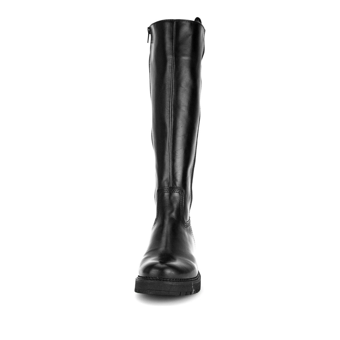 Gabor Black Polished Side Zipper Sturdy Sole Leather Boots