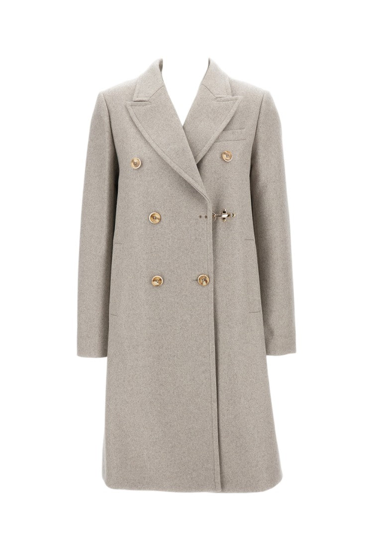 Fay Long Double-Breasted Wool Blend Coat