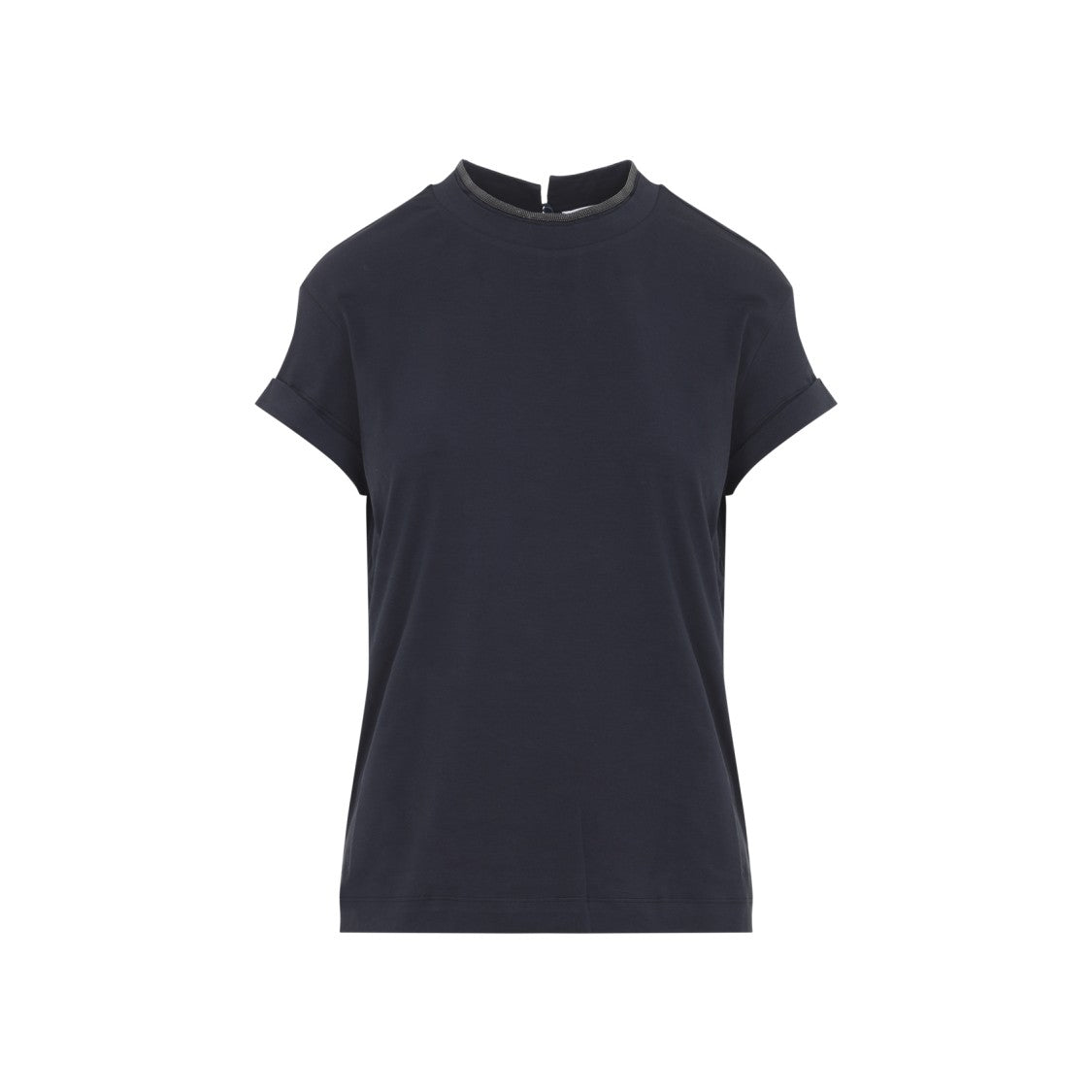 Brunello Cucinelli Pearl-Adorned Cotton-Elastane T-Shirt