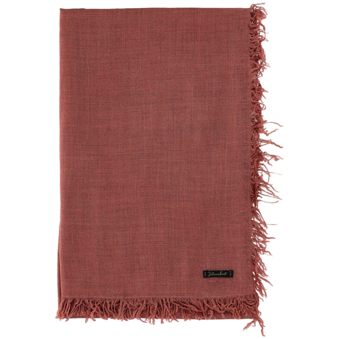 Faliero Sarti Rectangular Cashmere-Silk Blend Scarf With Fringed Edges