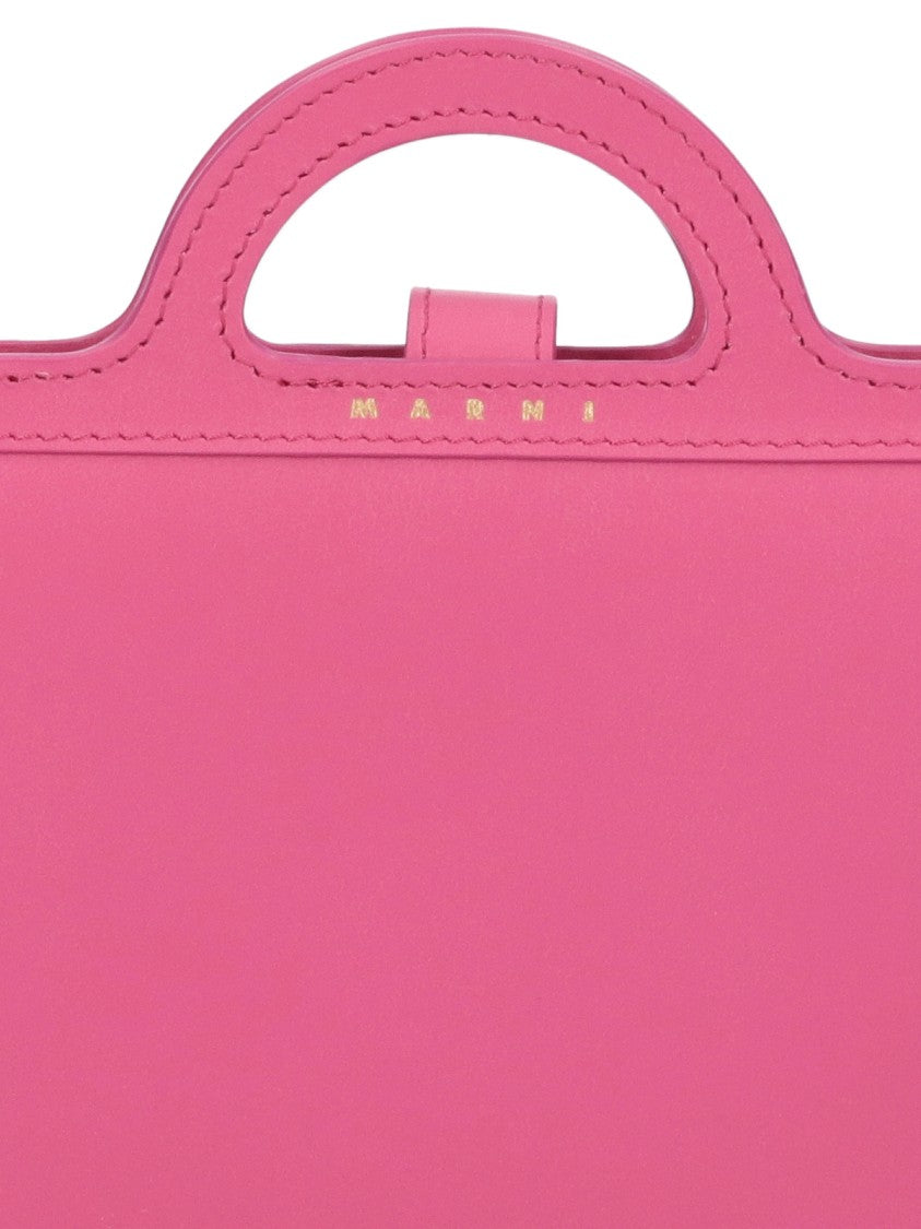 Marni "Chain" Crossbody Wallet In Pink Leather