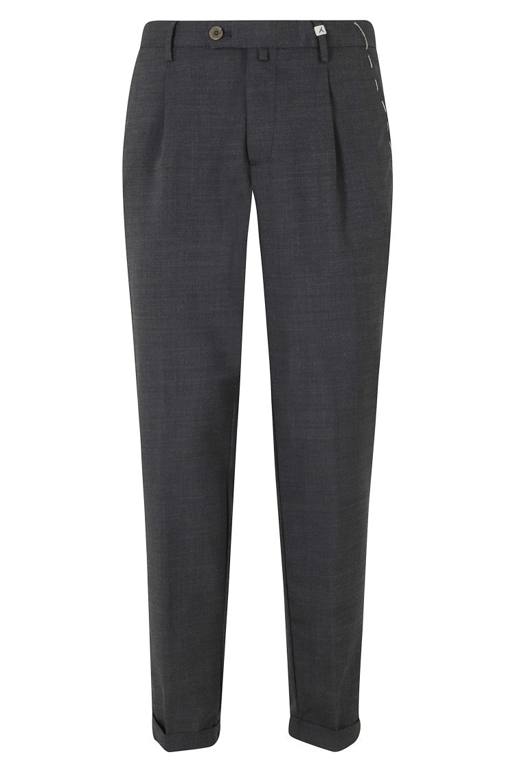 Myths Dark Gray Zeus Turn-Up Waist Loops Wool Trousers