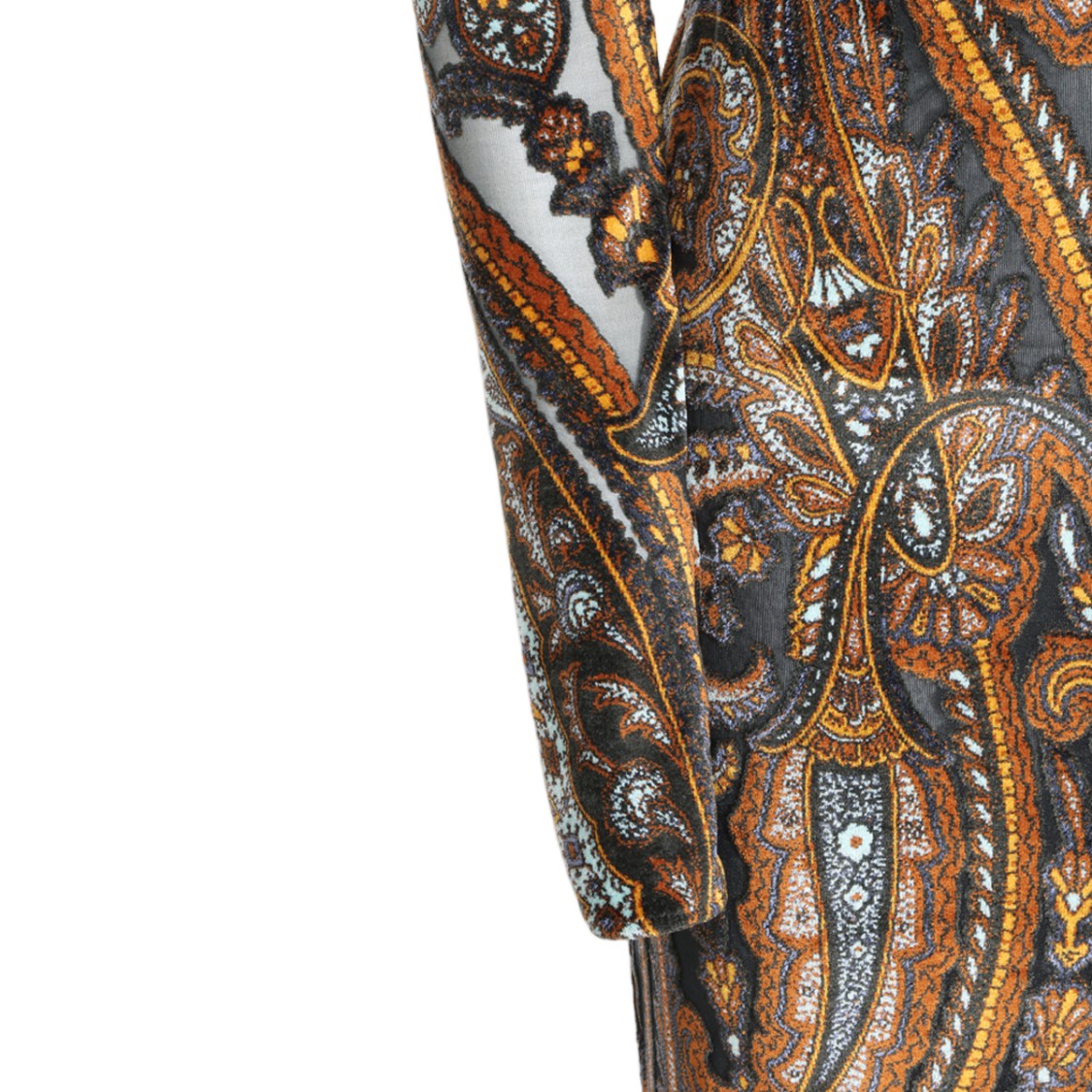 Etro Paisley Print Long-Sleeve Midi Dress