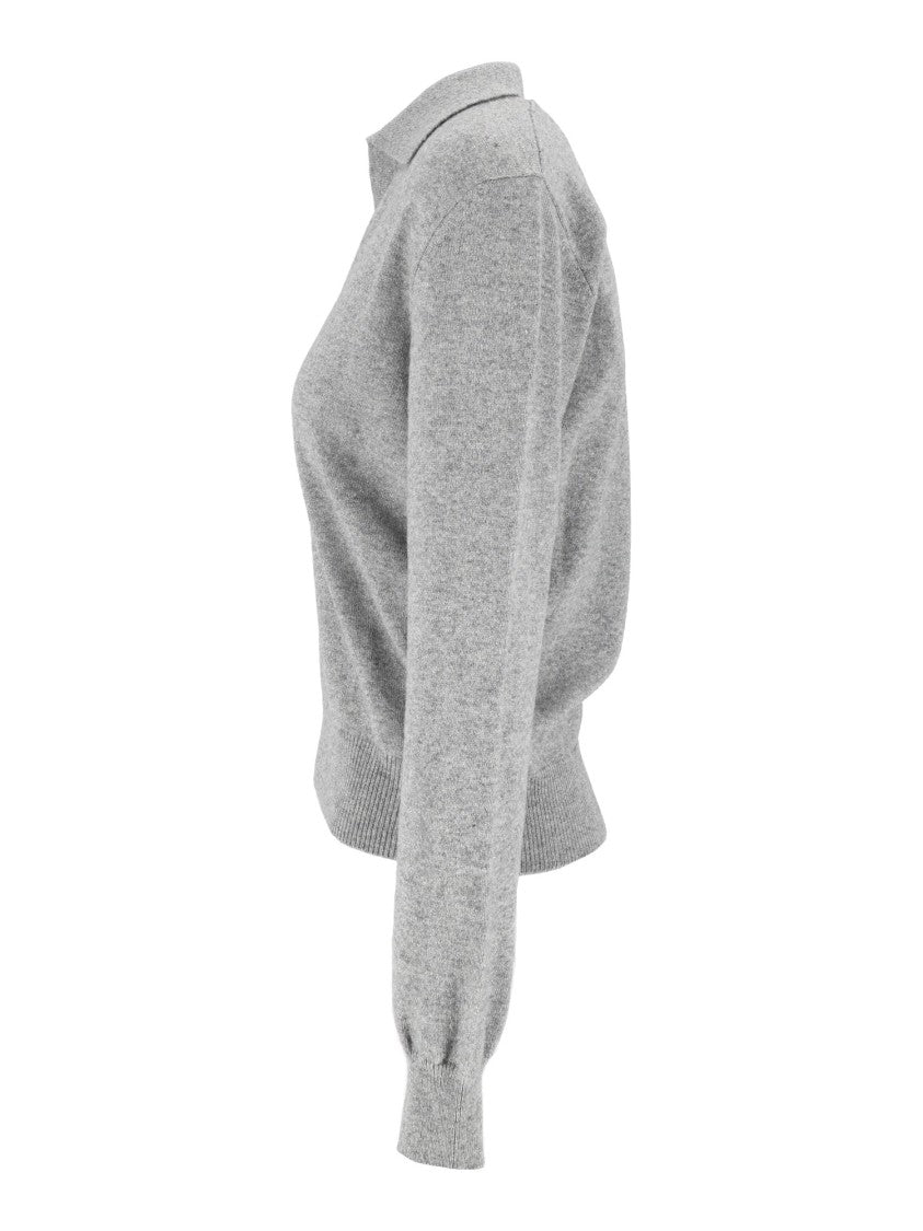 Kangra Cashmere Soft Knit Long-Sleeve Open Polo Shirt