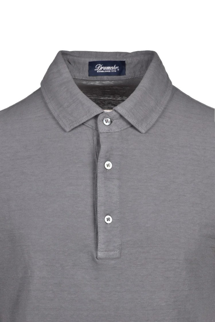 Drumohr Stone Cotton Linen Polo