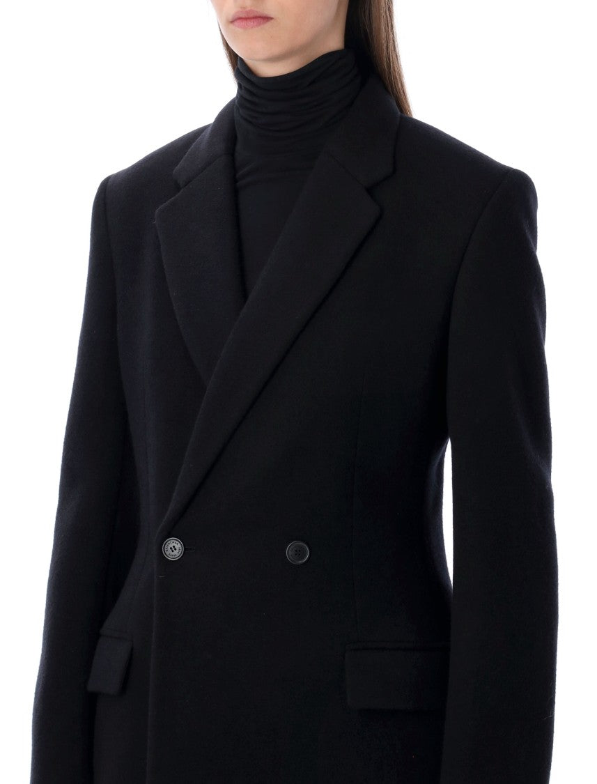 Balenciaga Black Wool Maxi Godet Coat