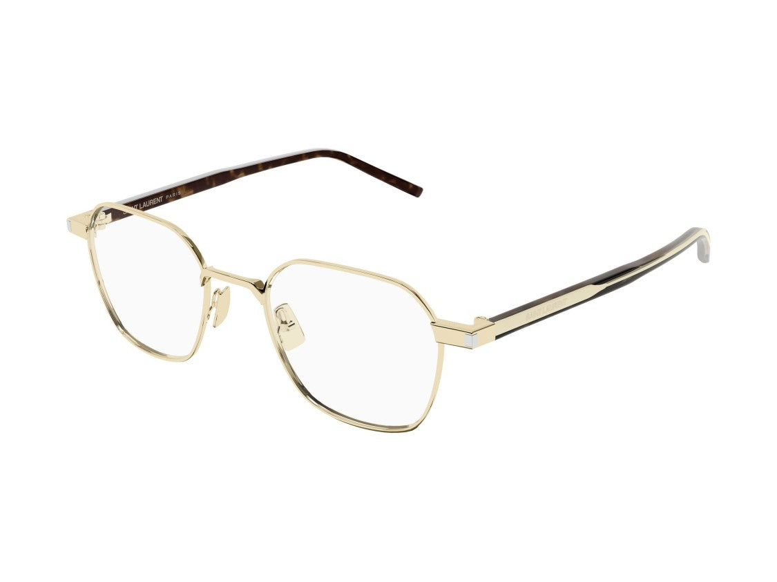 Saint Laurent Sl 883 Gold Tortoiseshell Geometric Metal Eyeglasses