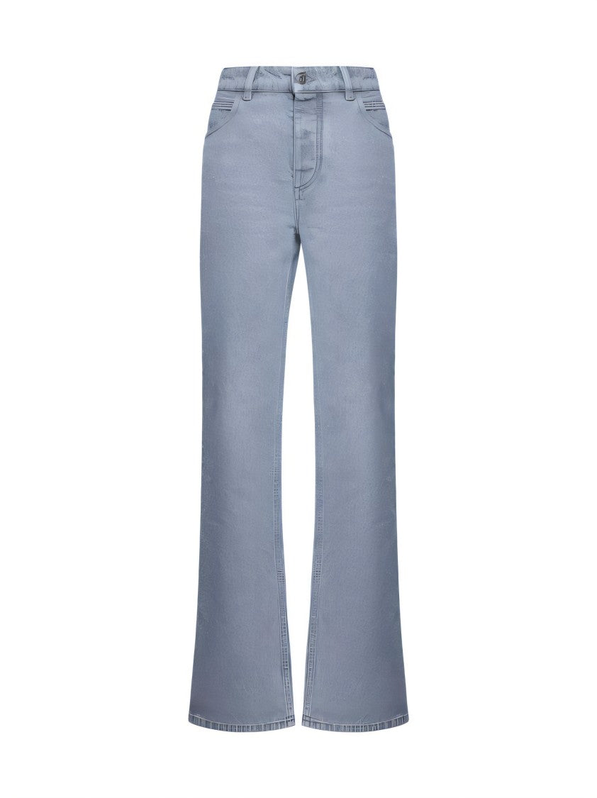 Bottega Veneta Relaxed Fit Flared Denim Pants With Distinctive Leather Patch