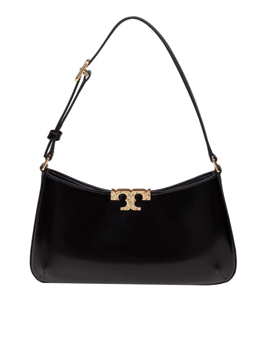 Tory Burch Eleanor Pave Slim Smooth Leather Shoulder Bag, Black