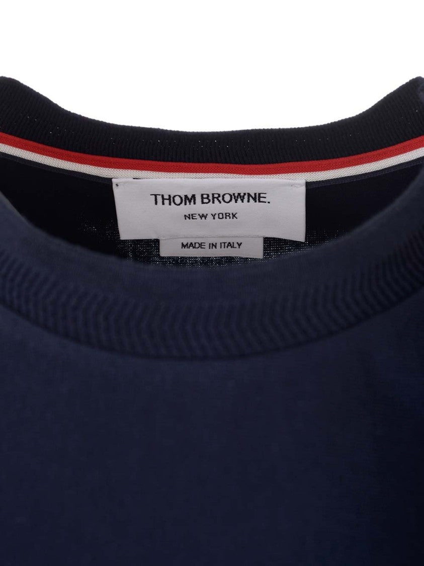 Thom Browne Black Short-Sleeved T-Shirt With Unique Stripe Detail