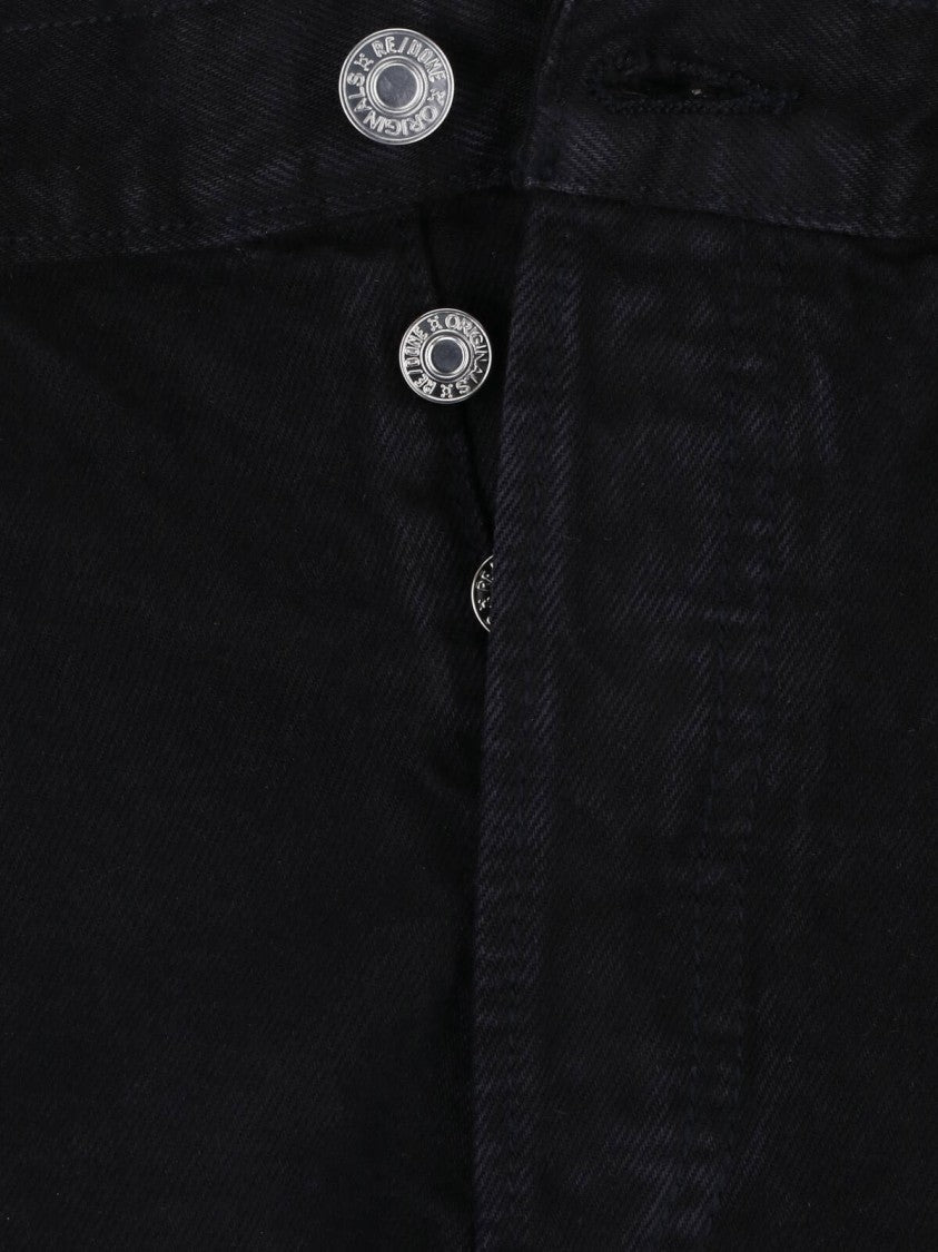 Re/Done Black The Breezy Mid-Rise Denim Shorts