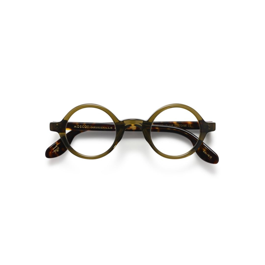Moscot Or-Zol-O Zolman Translucent Olive Green Round Frame Eyeglasses