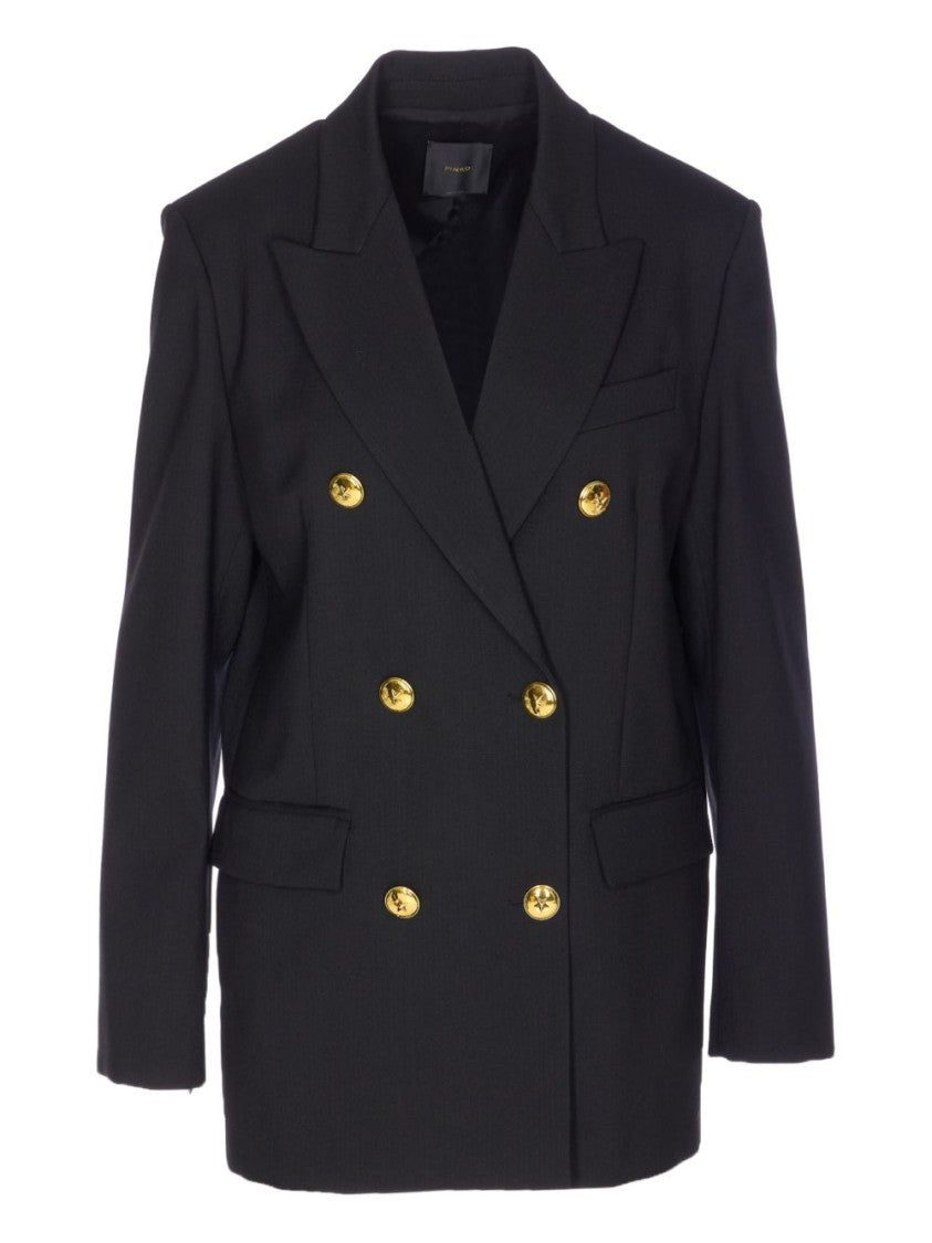 Pinko Double-Breasted Tailored Blazer With Wide Lapels