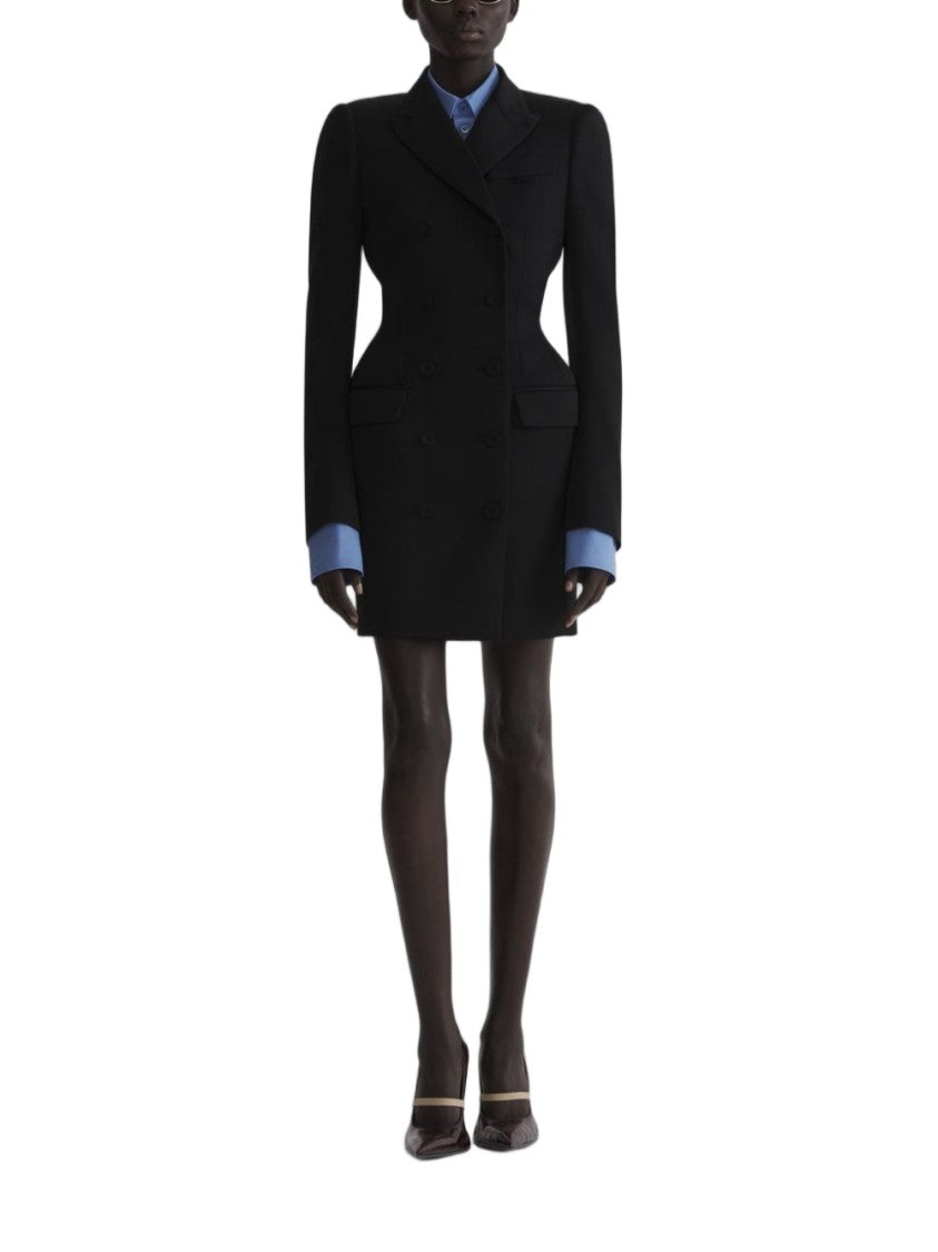 Mugler Structured Black Dress With Double-Breasted Front