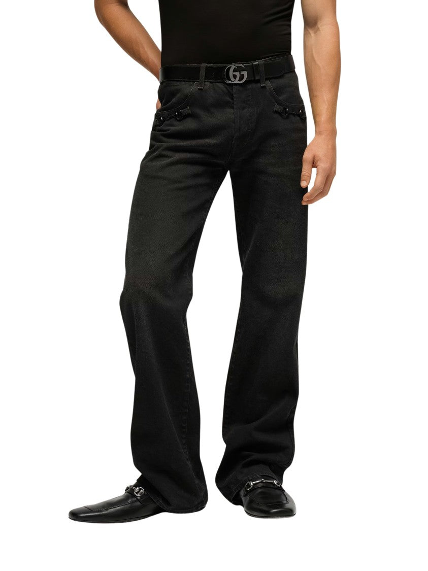 Gucci Dark Brown Flared Denim Pants