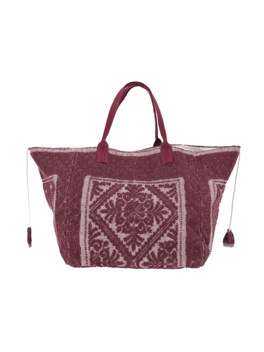 Ledaf Bordeaux Olbia Embroidered Tassel Tote Bag