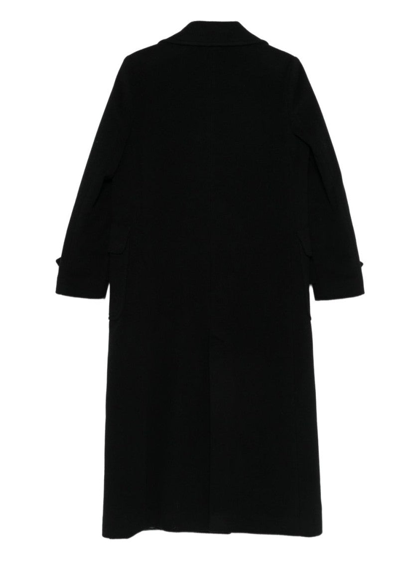 Cinzia Rocca Double-Breasted Long Coat In Wool-Cashmere Blend