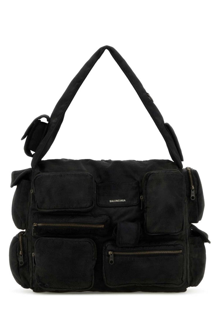 Balenciaga Black Canvas Large Superbusy Shoulder Bag