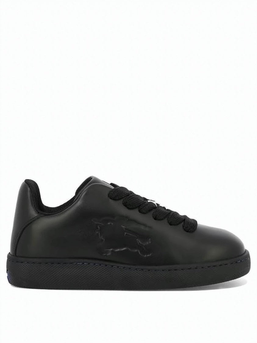 Burberry Low-Top Black Leather Sneakers With Embossed Logo