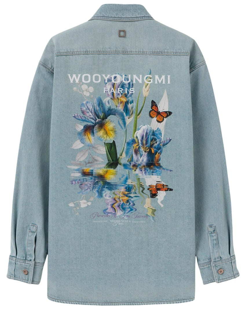 Wooyoungmi Embroidered Logo Cotton Shirt With Classic Collar