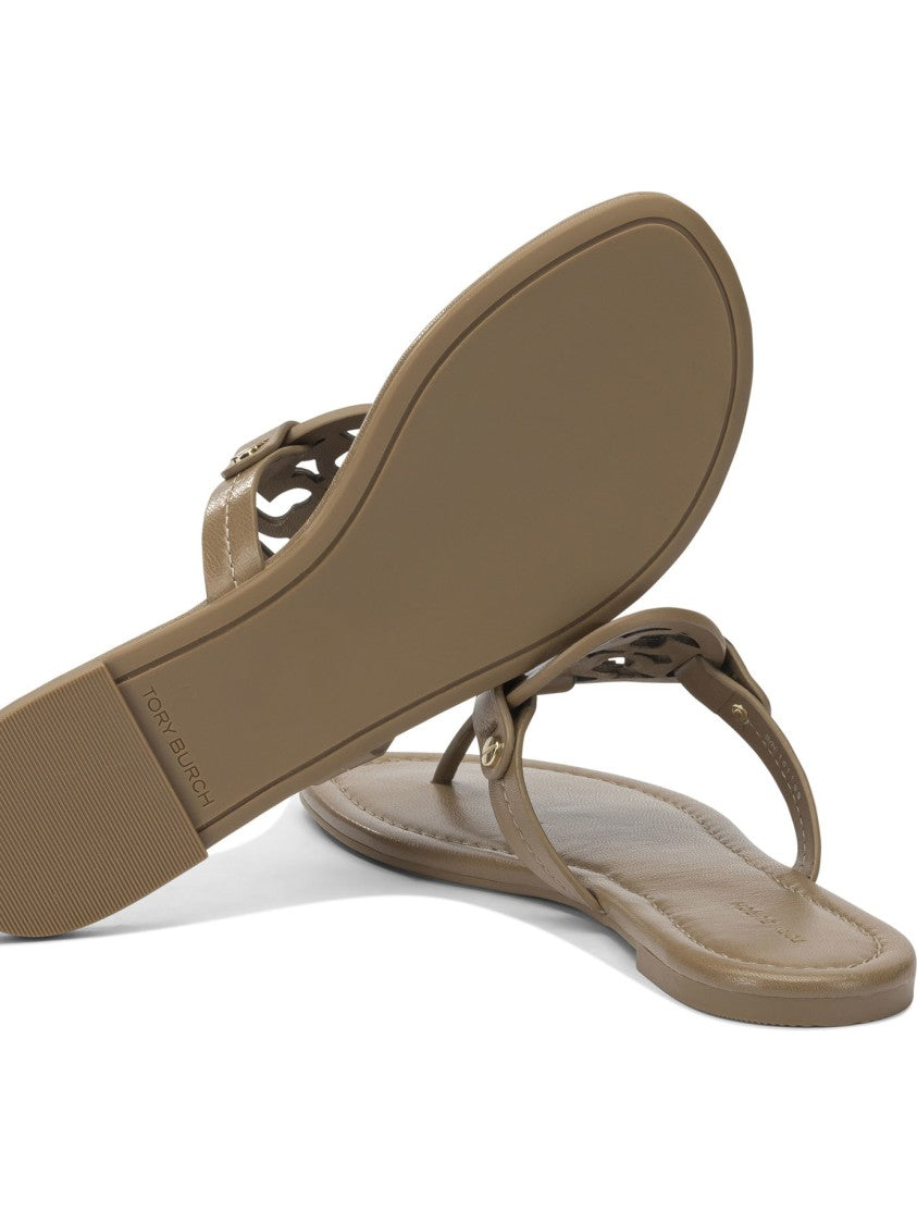 Tory Burch Cut-Out Pattern Sandals With Circular Emblem