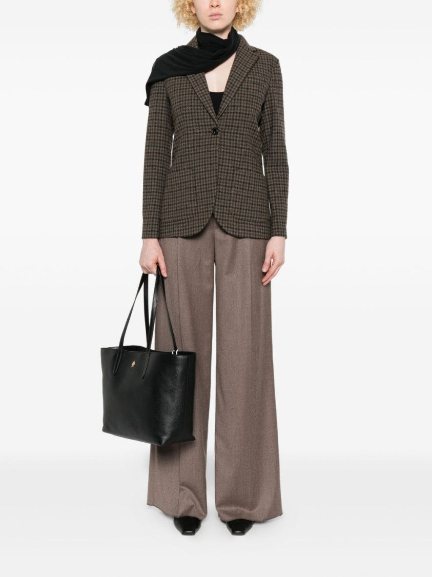 Circolo 1901 Brown Checkered Tailored Jacket In Wool-Cashmere Blend