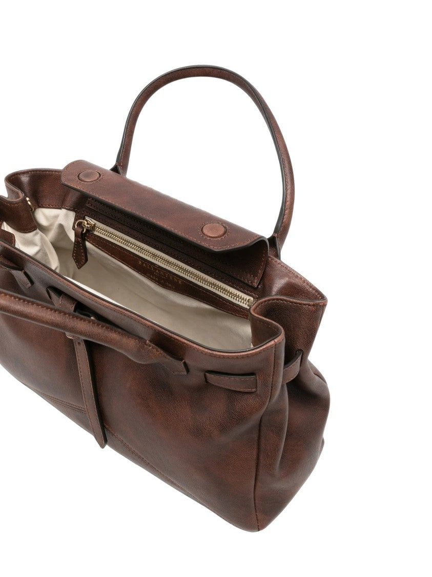 Ballantyne Distressed Dark Brown Calf Leather Shoulder Bag