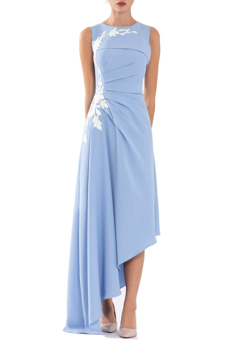 Saiid Kobeisy Crepe, High-Low Dress With Matching Embroidery