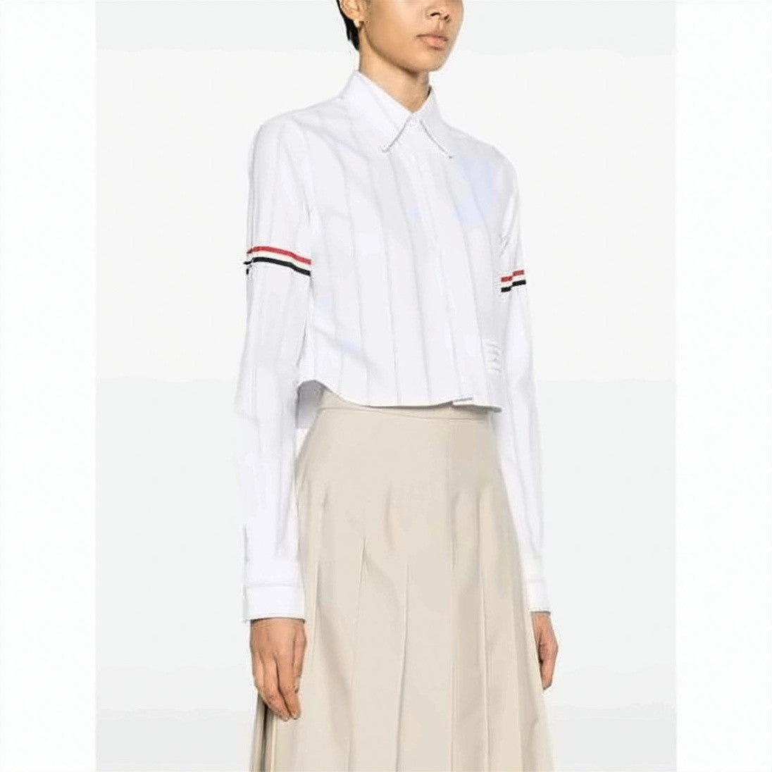 Thom Browne Cropped Cotton Shirt With Classic Collar
