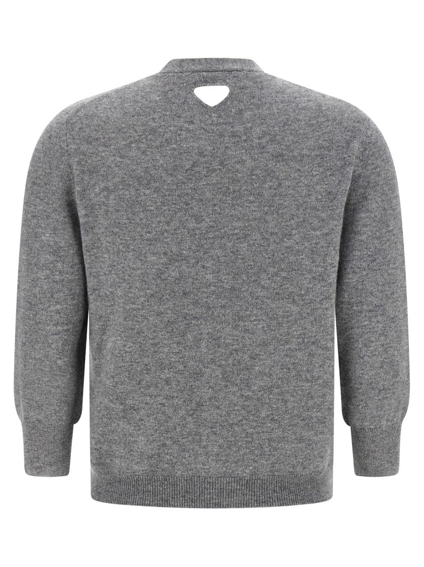 Prada V-Neck Cashmere Cardigan With Button Closure And Logo Detail