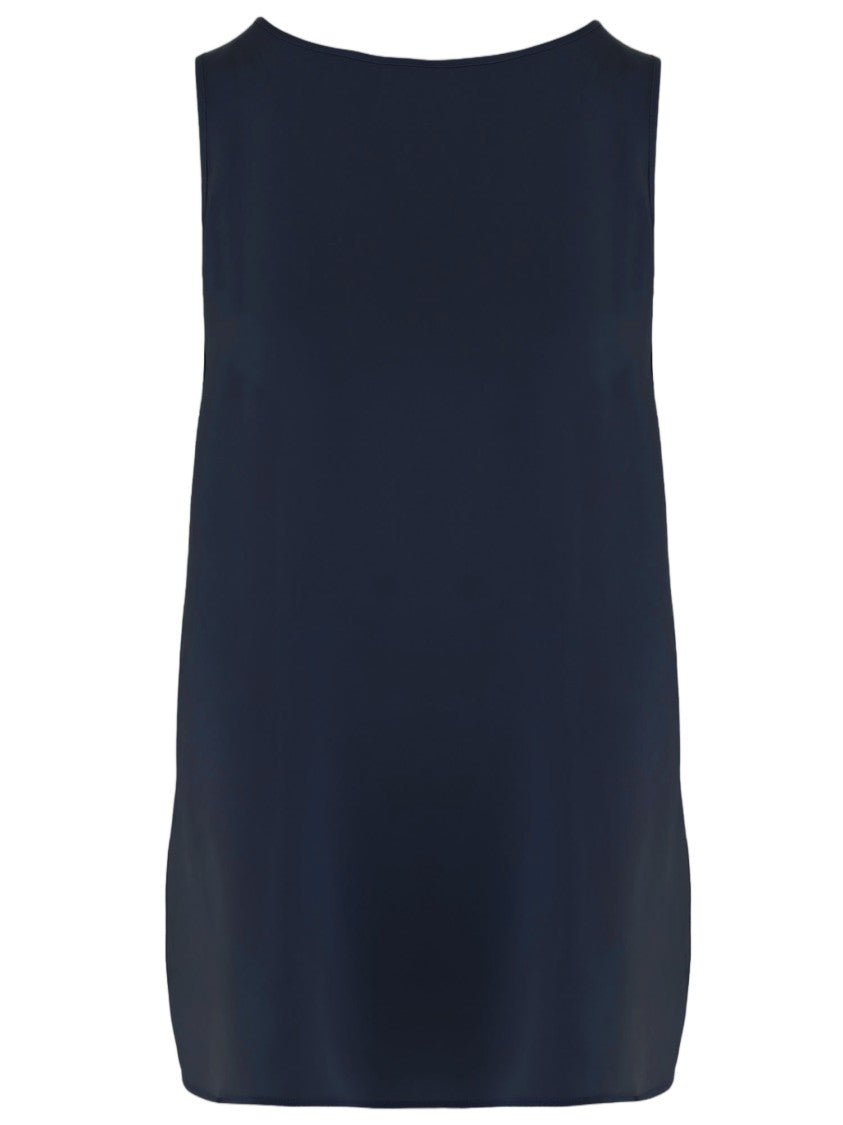 Allude Navy Stretch Silk Tank Top