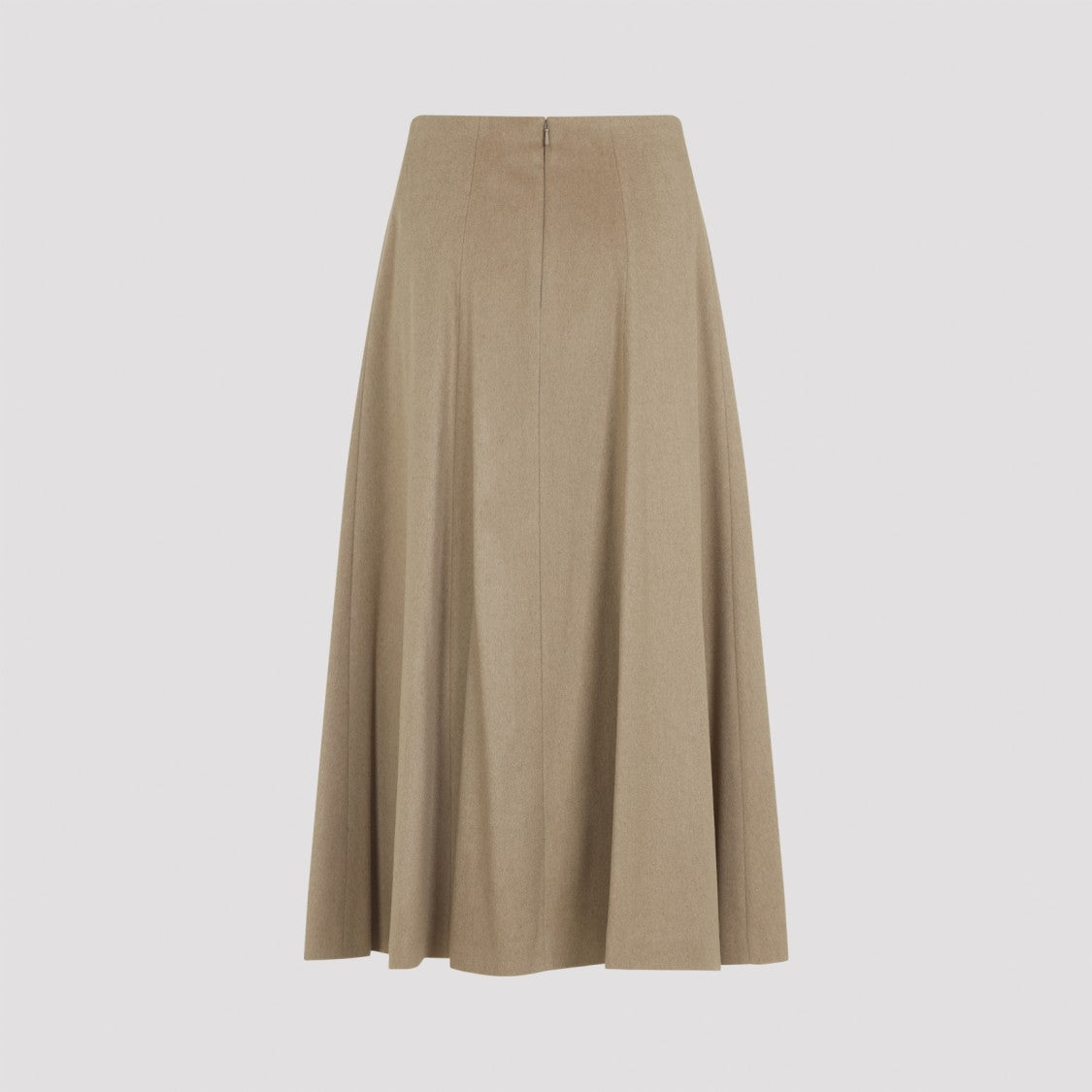 Max Mara Camel Wool Midi Skirt With Full Silhouette