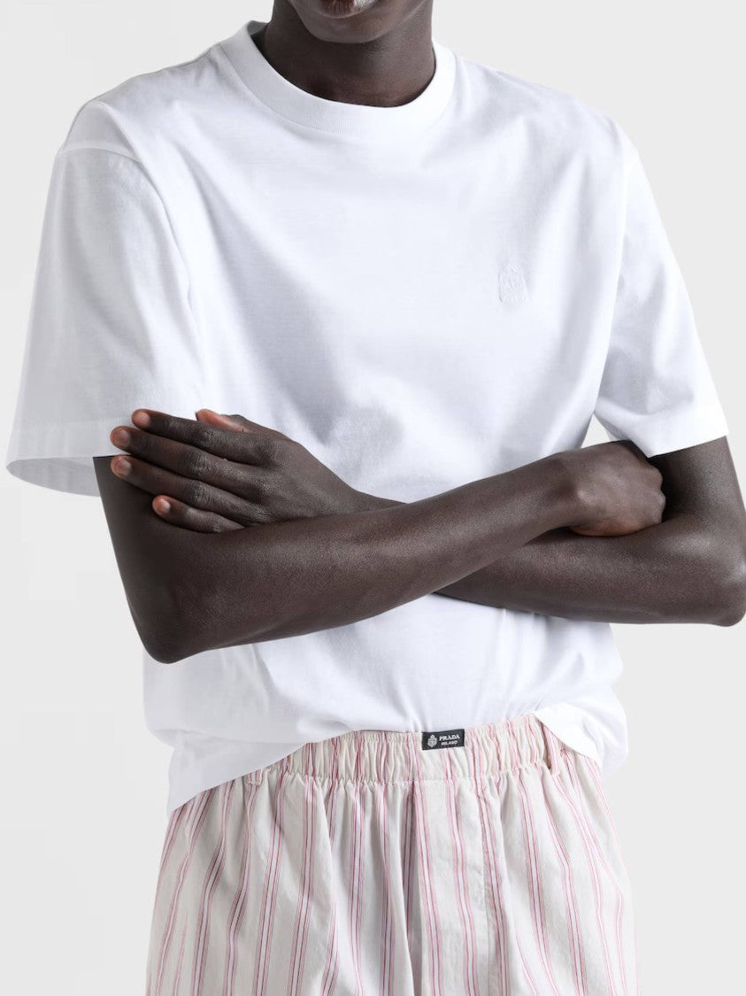 Prada White Cotton Crewneck T-Shirt