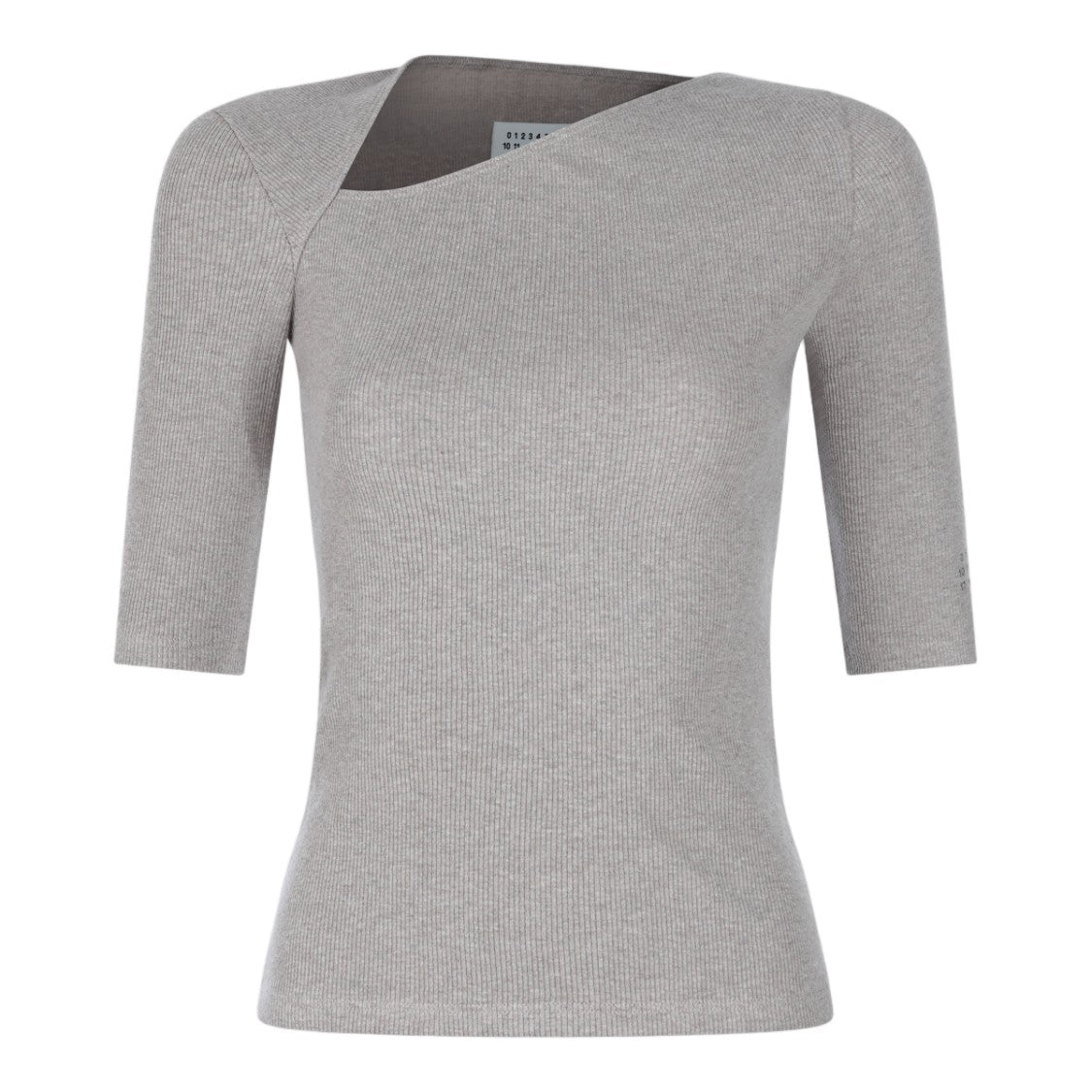 Mm6 By Maison Margiela Asymmetrical Neckline Top With Ribbed Texture And Logo Detail