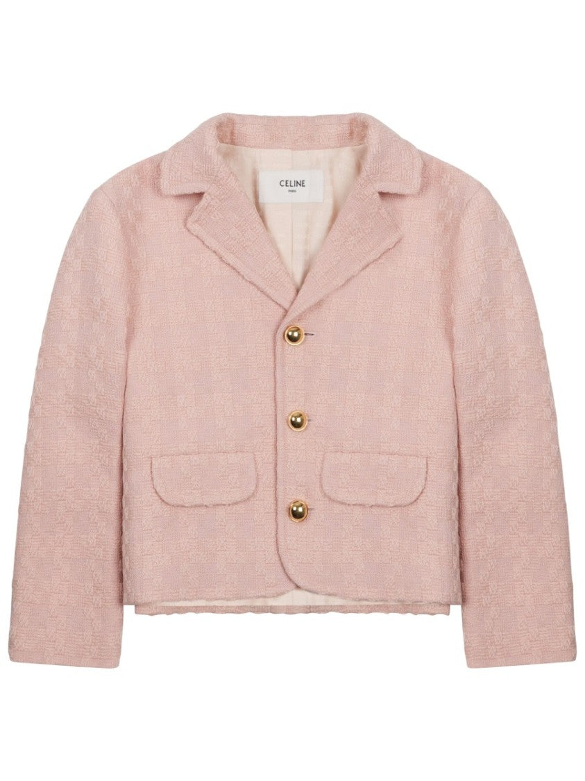 Celine Textured Cropped Wool-Blend Blazer