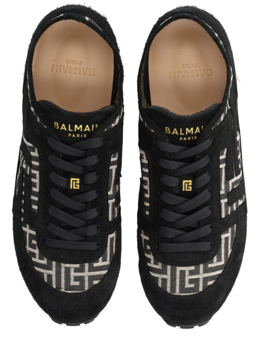 Balmain Racer 45 Black Suede Overlay Sneakers