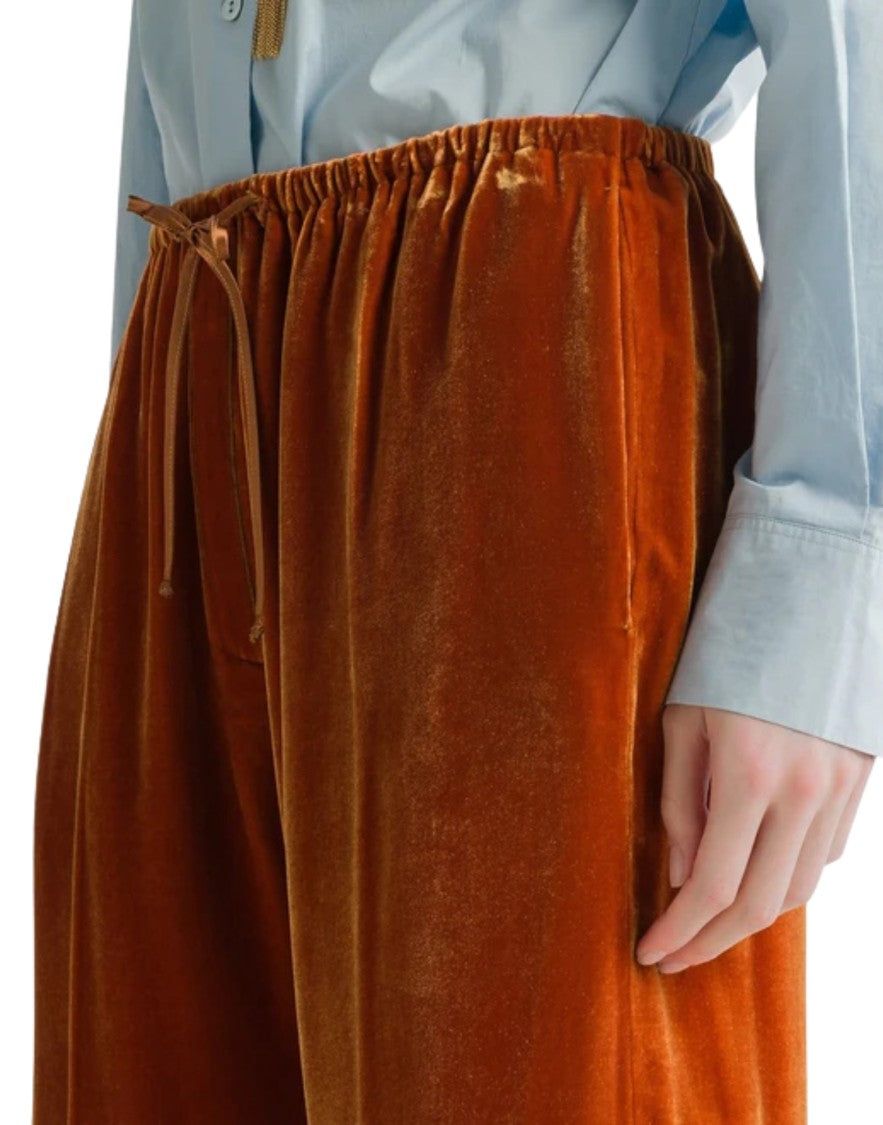 Forte Forte Mandarin Viscose-Silk Velvet High-Rise Pants