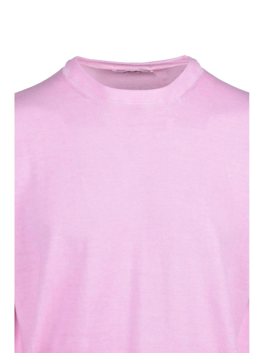 Kangra Pink Crew Neck Cotton Knit Top