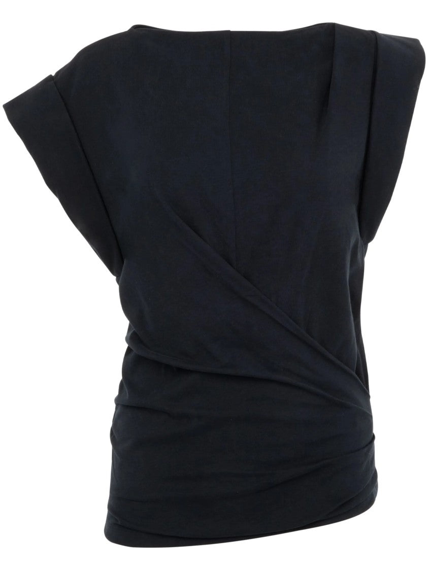 Isabel Marant Black Maisan Draped Cotton Top