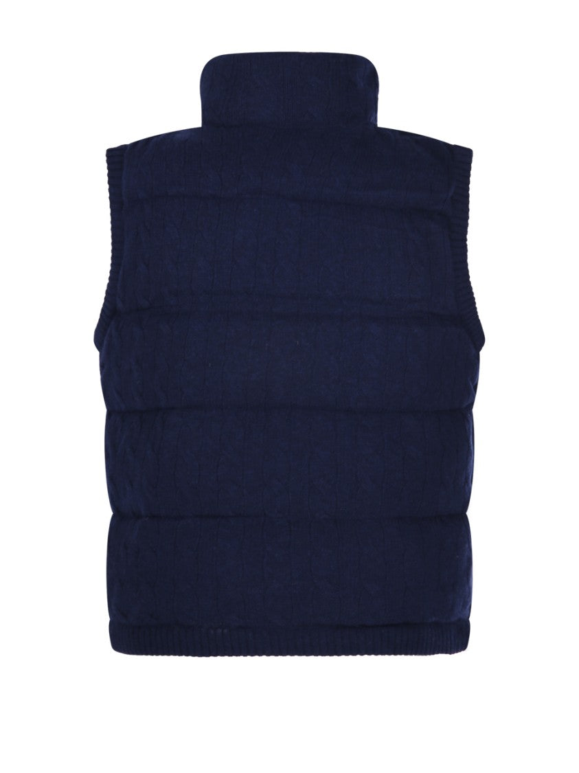 Polo Ralph Lauren Quilted Padded Vest With High Collar And Textured Knit