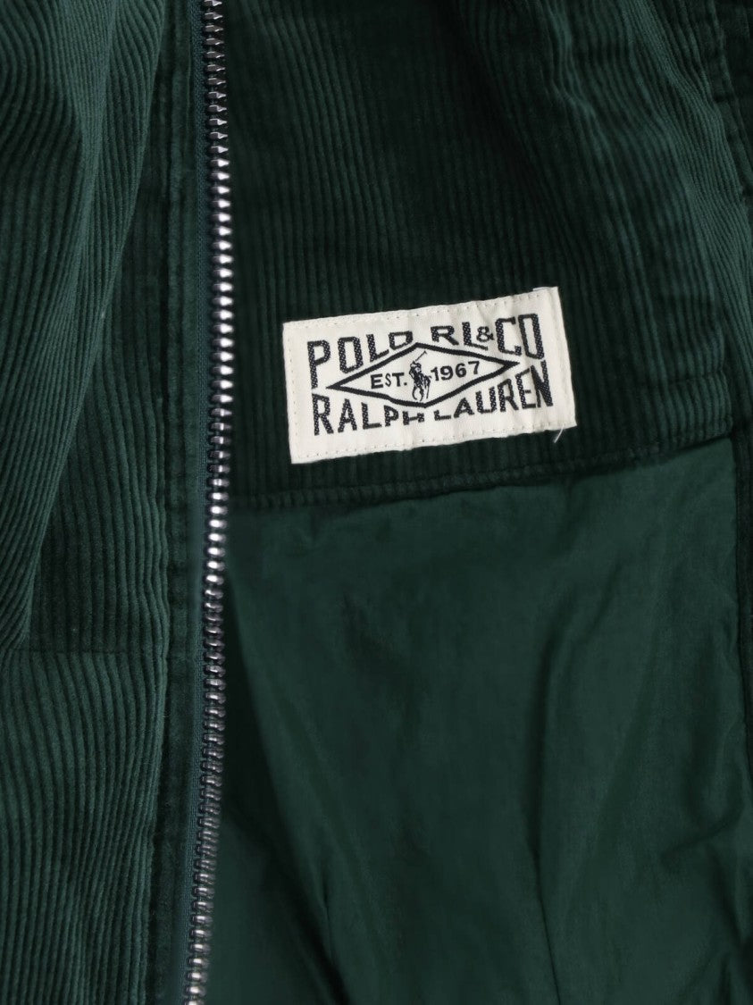 Polo Ralph Lauren Green Ribbed Cotton Velvet Padded Down Jacket
