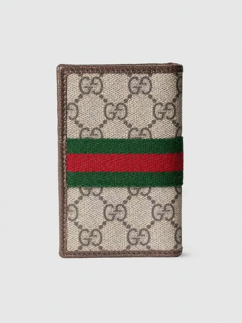 Gucci Signature Monogram Cardholder With Textured Leather