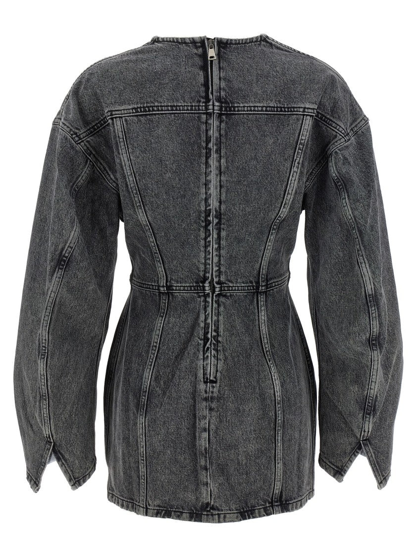 Haikure Cotton Denim Mini Dress With V-Neck