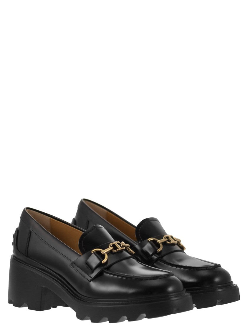 Tod's Leather Moccasin With Carrarmato Bottom