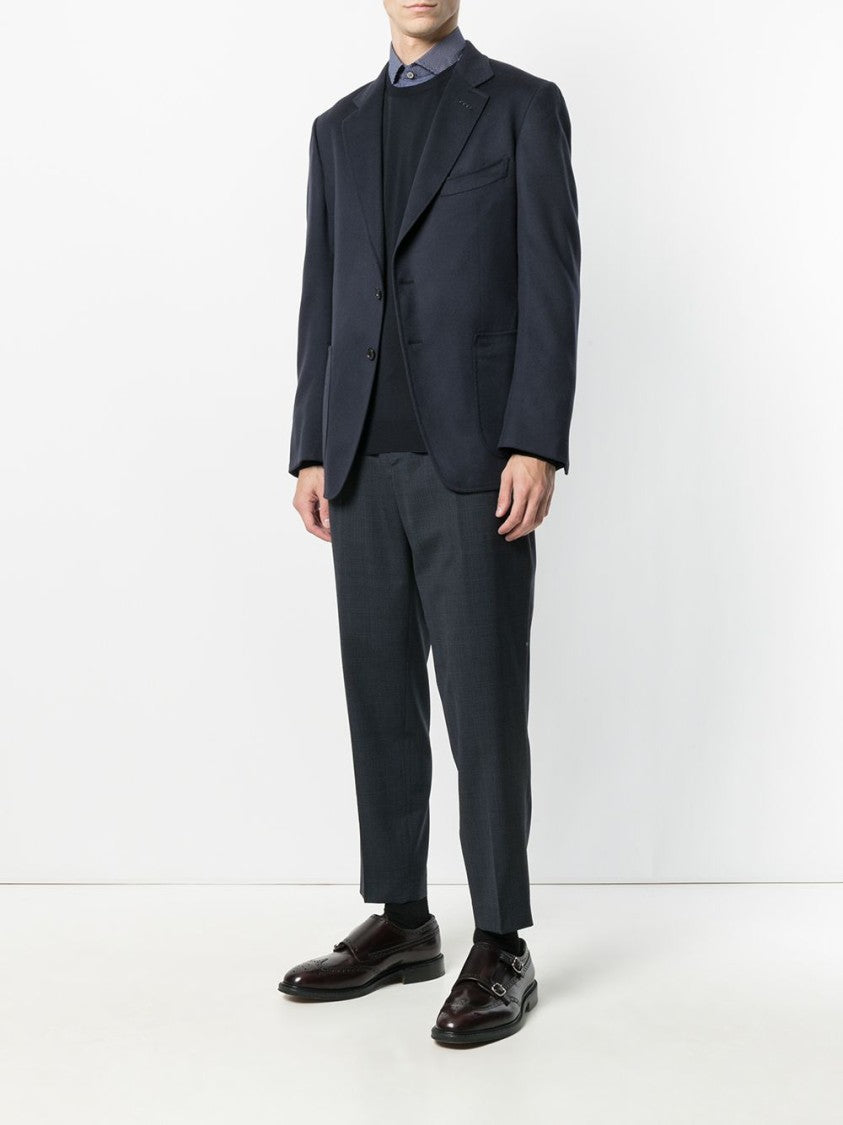 Drumohr Black Fitted Crew Neck Wool Sweater