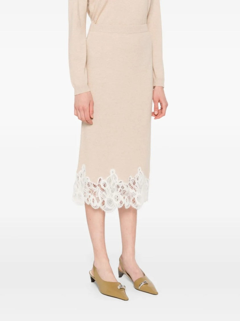 Fabiana Filippi Knee-Length Skirt With Intricate Lace Hem