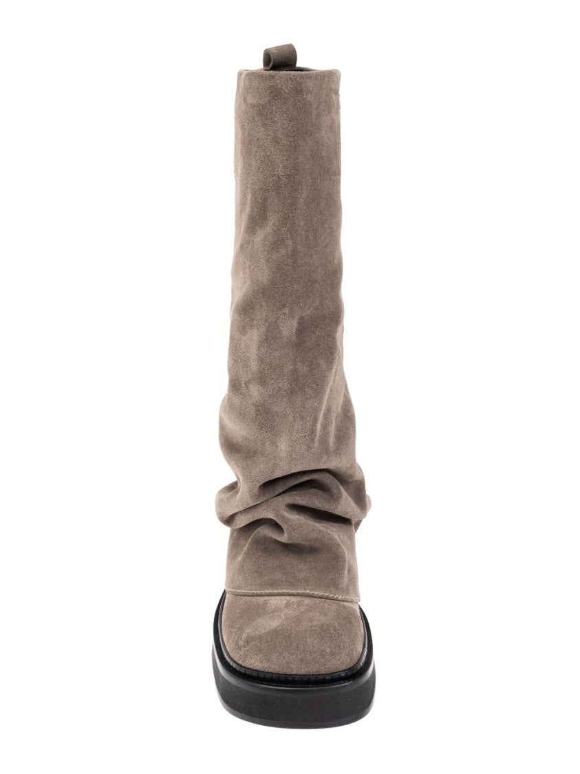 The Attico Soft Suede Slouchy Combat Boots